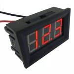 Digital Voltmeter with red LEDs, 3.5 - 30 V, black color case, 3-digit and 2-wire